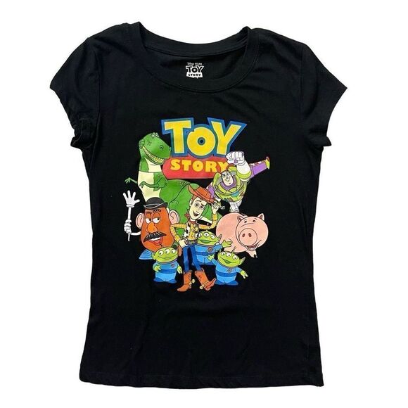 Toy Story Disney Pixar Juniors’ Scoop Neck Short Sleeve Black Graphic Tee Small - Picture 8 of 8